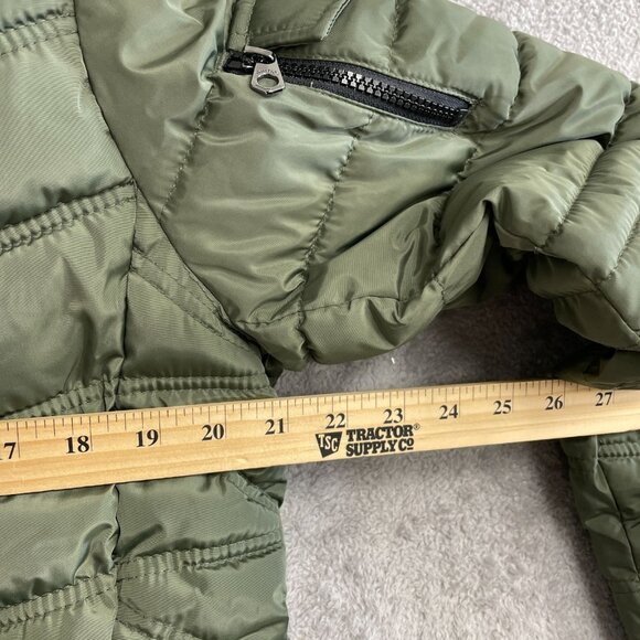 NEW Nautica Women's Size L Olive Green Quilted Puffer Jacket W/ Faux Fur Hood - Picture 5 of 11
